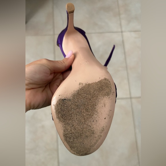 Gianvito Rossi Purple Satin Crystal Heels | Ankle Strap Sandals with Box - Picture 7 of 10